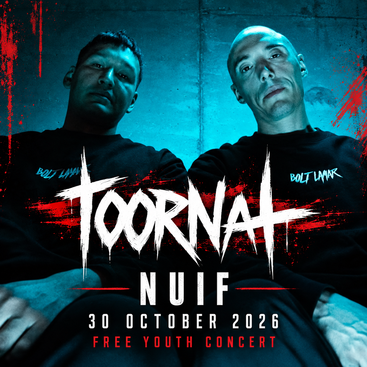 Toornat free youth concert poster: 30 October 2026 at NUIF